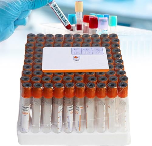 DHsdlpLU Lot de 100 Tubes De Prélèvement Sanguin Pet Vacutainer avec Bouchon Orange pour Laboratoire De Sang Ensemble De Tubes À Centrifuger À Usage Unique