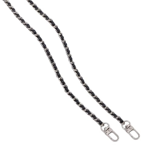 Whakano PU-Leder Taschenkette Metall,Handykette Ersatzkette für Taschen,Abnehmbare Taschenkette mit Schnallen,Taschen Zubehör,Taschen Ketten für Damen Geldbörse Handtaschen,Silber Schwarz,120cm