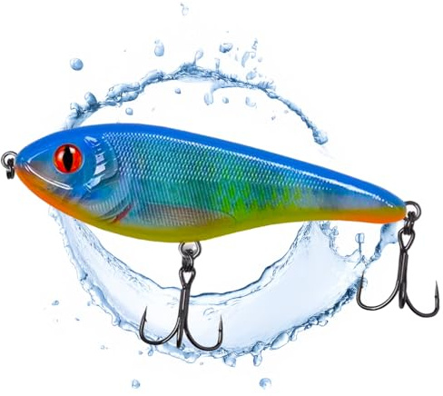 Jerkbait Hecht I 15cm, 80g Slow Sinking für große Hechte, Wobbler Jerkbait Hechtangeln, Kunstköder, Angelköder Raubfische, UV-aktive Jerkbaits (Ghost UV)