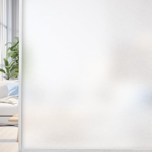 URAQT Frosted Window Film Privacy for Glass 44.5x200cm Opaque Stickers Glass Film, Static Adsorption Windows Films, No Glue and No Marks, Self Adhesive Roll UV Block, for Bathroom, Home, Office