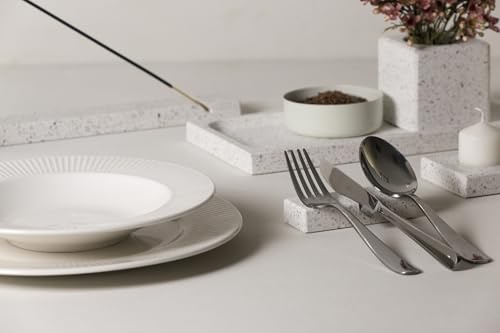 FacciamoCASA Poggiaposate XL Graniglia di Marmo – Appoggia posate Artigianale Made in Italy – Elegante Appoggio per Posate – Portaposate Decorativo e Sostenibile per la Tavola (Bianca Piccola)