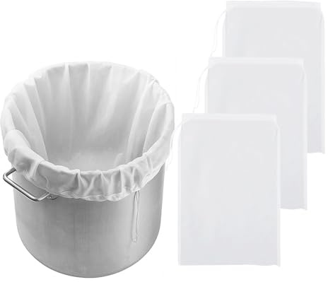 3 Bolsas de Filtro de Malla Fina, Bolsas de Malla de Filtro, Bolsas de Leche de Nueces, Bolsa para Cerveza Fruta Verdura Vino, Saco Filtración Prensa para Mermelada Leche de Frutos Secos (100 mallas)