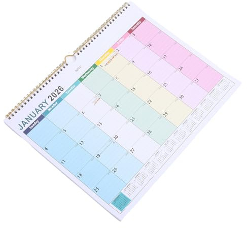 GRIRIW Calendario da Parete Mesi Verticale con Spirale Doppia Carta Spessa Pianificatore Mensile Organizzatore con Festività Internazionali per Ufficio e Casa