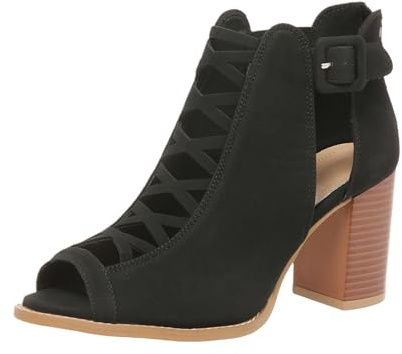 Women Peep Toe Ankle Boots, Gladiator Block Heel Sandals with Side Zipper, Summer High Heels for Office, Party & Formal Occasions | Comfort Low/Mid Heel Cut Out Shoes