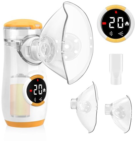 Portable Mesh Nebulizer with LED Display - Rechargeable Handheld Nebulizer Machine, Quiet Operation, Suitable for Home, Office and Travel