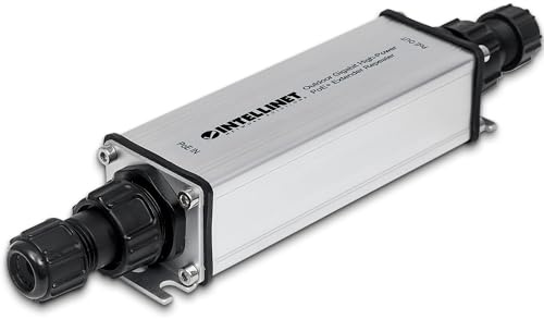 Intellinet 561211 Extender Repeater PoE + Gigabit High-Power per Esterno, Nero/Grigio
