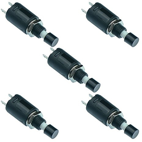 5 interruptores de botón pequeños SPST de encendido y apagado, color negro