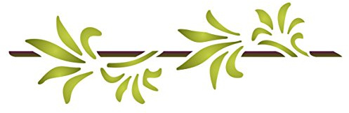 Palm Leaf Schablone, wiederverwendbar, Art Deco Bordüre Vintage Blätter Wand – Vorlage, auf Papier Projekte Scrapbook Tagebuch Wände Böden Stoff Möbel Glas Holz etc. Größe S
