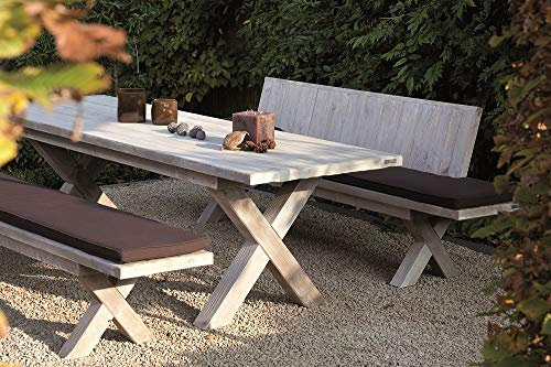Ante Neo Designer Sitzgarnitur Viktoria I, Holz, 3er-Set, Gartenmöbelset, Lehnenbank, Bank, Tisch, Gartenmöbel, Möbel, Outdoormöbel Größe mit Polster beige