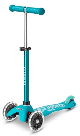 Micro™ Mini Deluxe LED | Kickboard med LED-framhjul | styrning genom viktförskjutning | styret är höjdjusterbart från 2 J. | Kickboard finns i 7 färger