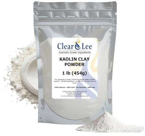ClearLee Kaolin Clay Cosmetic Grade Powder - 100% Pure Natural Powder - Great For Skin Detox, Rejuvenation, and More - Heal Damaged Skin - DIY Clay Face Mask (1 LB)
