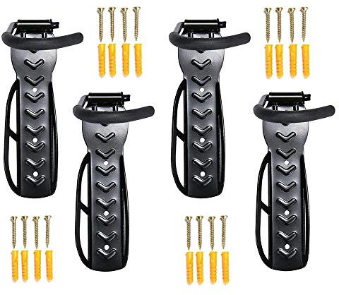 Yomiro 4 Stück Fahrrad-Wandhalterung, Fahrradaufbewahrung, Garage, Schuppen, Fahrradhalterung, Wandhalterung, Fahrradhalterung, vertikal, Zubehör für Fahrrad (schwarz)