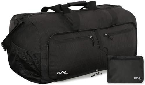 Eono 90L Foldable Travel Duffle Bag Hold All Travel Luggage Bag Holiday Bag with Multi-Pockets for Women Men (Black)
