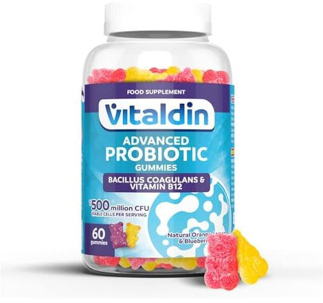 VITALDIN Kulturen Komplex Gummies – Bakterienstamm Bacillus Coagulans 500 Millionen KBE Dosis pro Tag & Vitamin B12 – 60 Gummibärchen (1 Monat) – Darmflora - Glutenfrei - für Kinder & Erwachsene