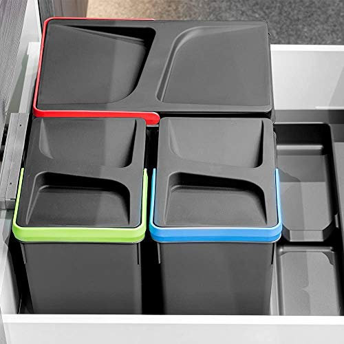 Gedotec Einbau-Abfallsammler-Set für Schublade & Küchen-Schrank | Mülleimer zur Mülltrennung im Unterschrank & Schublade | anthrazit grau | Korpusbreite: 450 mm | 1 Stück - Mülltrennsystem 2x15 Liter
