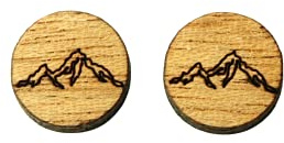 Ohrstecker Holz Scheibe Berge Landschaft Scheibe rund Ohrringe Stecker
