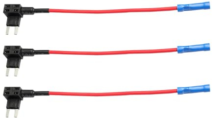 3 Stück 12-V-Sicherungsabgriff, Mikro 3-polig 16 AWG Auto-Add-a-Circuit-Sicherungsabgriffadapter Marine-Sicherungsblock Mini-ATM-Blade-Autosicherungshalter für Autos, LKWs, Boote, 9 Zoll