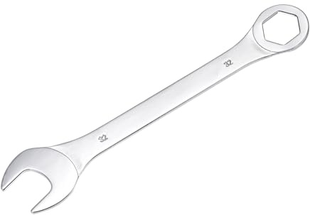 sourcing map Dünn Ring Maulschlüssel mit Offset 6-Punkt Ende und Abgewinkelt Offen 32mm