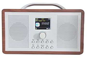 ALANO FM/DAB+ Radio/Bluetooth/AUX IN wooden color dab digital radio, portable dab radio with 2.4 TFT Color Display & double alarm mode, dab radio with retro design for garden & kitchen (light-brown)