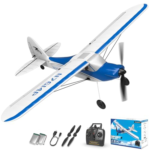 VOLANTEXRC RC Plane Trainer Sport Cub 4CH Remote Control Airplane with Prop Saver, 6-Axis Gyro Stabilizer & 3 Modes to Fly, Radio Controlled Aircraft RTF for Beginners & Adults (500mm,Blue)