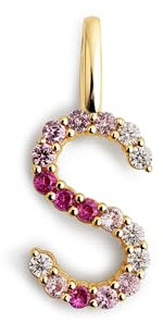 SINGULARU - Charm Letter Spark Sakura. Colgante en Plata de Ley con Acabado en Baño Oro de 18Kt y Circonitas Joyas Para Mujer. Letra S