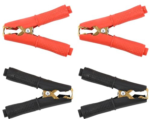 Alnicov Lot de 4 pinces crocodiles automobiles, bornes de batterie isolées en cuivre pur, pinces de batterie, pinces de câble électriques