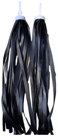 Jowxsx 1 Pair of Black Baby Bicycles Grips Tassels Ribbon Easy Attach to Handlebar Kids Rainbow Bicycle Streamers Kids' Bike Accessories for Girls Boys Scooter Tassels
