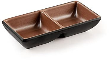 KARREAL Snack Plate Melamine Plastic Appetizer Plates Divided Dipping Bowl Tray Condiment Dish Storage for Kitchen Spices Vinegar Nuts Sushi Vinegar (2 Compartments) Snack Tray (Color : B)