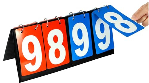 Semazz Scoreboard,4 Digit Scoreboard Flip Scoreboards Portable Flip Scoreboard Score Board Numbers for Sports Table Tennis Basketball Volleyball Indoor Outdoor