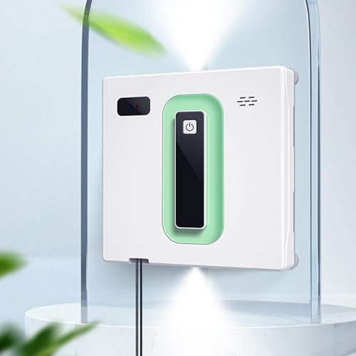 HENGCMM Robot limpiacristales, Robot Limpieza de Ventanas electrico, navegación Inteligente, succión de 2500 pa, Limpiador de Cristales con Tanque de Agua 50ml para Todas Las Superficies Lisas