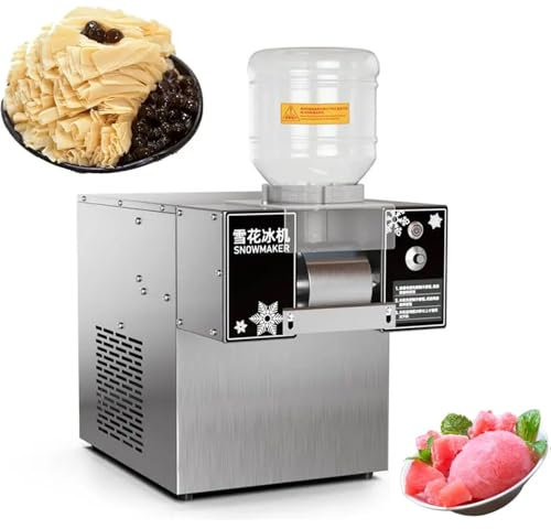 Commercial Snowflake Ice Maker, 265lbs/24h Stainless Steel Snow Ice Maker With 2 Feeding Buckets, Speed Adjustable, Korean Shaved Ice Machine for Restaurants, Bars, Coffee Shops, Parties