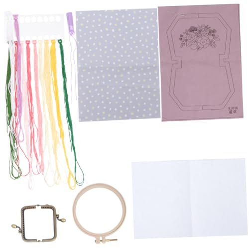 Hohopeti Sticktasche Lila Mit Handstickerei Diy Für Anfänger Aus Canvas Und Metall Blumendekoration Für Zuhause Lila