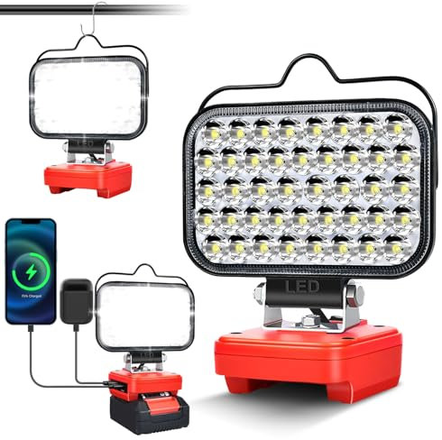 Lámpara para batería Einhell de 18 V, foco luminoso para construcción, luz LED portátil para batería Einhell, luz de trabajo, accesorios para obras de construcción, reparación de coches, camping (sin