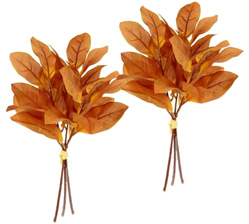 Künstlicher Herbstlaub-Busch 36cm 2er Set Zweig Kunstpflanzen Kunstblumen Floristik für Sträuße Gestecke Kränze Bouquet Herbstdeko Herbstblume Blumendeko herbstliche Blätter, Blattzweig