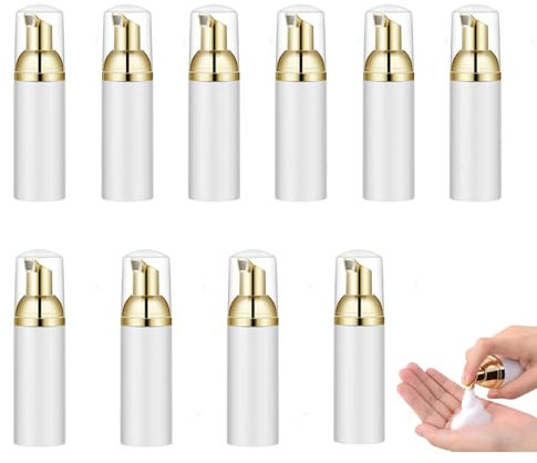 10 Stück Schaum Pumpe Flasche, Leere Schaumspender, Mousse Dispenser, Schaumseifenspender Leer 50ml, Tragbare Mini Pumpspender, Für Handseife, Duschgel, Wimpernshampoo, Make-Up(50Ml)