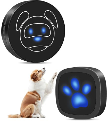 Campanello per Cani Whimsii, Campanello Wireless per Uscire, Pulsanti Impermeabili IP55, 55 Melodie, 4 Livelli di Volume e Portata di 950 Piedi (Nero, 1 Ricevitore, 1 trasmettitore)