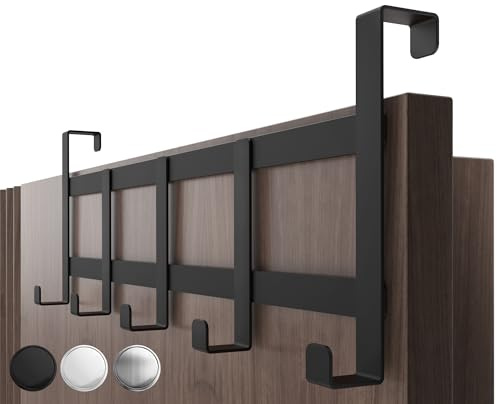 4smile Türgarderobe zum Einhängen, Fb. Schwarz - Universelle Türhaken für deutsche Türen, stabile Kleiderhaken Tür - Leicht montierbare Türhakenleiste, Haken zum Einhängen