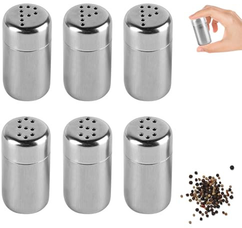 6 Stk Mini Salzstreuer für Unterwegs, 5ml Pfeffer Salzstreuer Klein mit Deckel, Mini Salz und Pfefferstreuer mit Deckel, Gewürzstreuer für Outdoor Camping Reise Dewürzstreuer