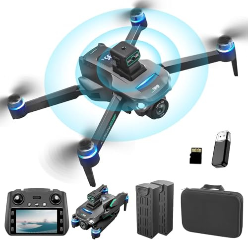 OBEST GPS Drone con Telecamera 4K, Wifi FPV Drone Professionale con Motore Brushless,120° Telecamera Regolabile Motorizzata,Evitare Gli Ostacoli,Radiocomando con Schermo,7.4V Batteria