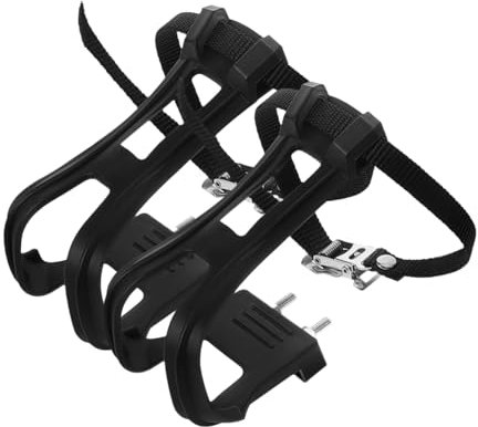 KOMBIUDA Fahrradpedal Zehenclip Satz mit Nylon Pedalriemen Verstellbar Passend für Pedale mit Reflektor oder Loch Robust und Langlebig Geeignet für Rennrad und Mountainbike 1 Paar