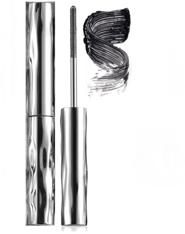 Wimperngrundierung mit Stahlrohr, natürliche, wischfeste, lang anhaltende Wimperntusche mit Gewinde für einen verdichtenden Effekt, wasserfeste 3D-Wimperntusche mit Curling-Eisen (1PC,Black)