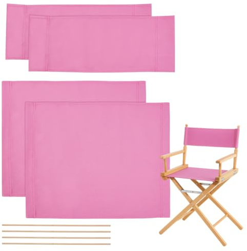 nbeads 2 Satz Faltbarer Regiestuhlbezug, Ersatz Regisseurstuhl Bezüge Sets Mit Holzstäben Für Make Up Drehstühle, Rosa, 53×41cm/53×19cm