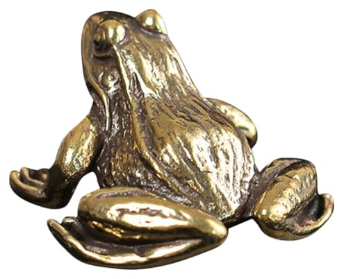 NIYANGLE Vintage Miniature Brass Frog Figurine for Desktop Decoration Compact Retro Style Ornament for Home Office Tea Frog Statue Gift for Garden Lovers