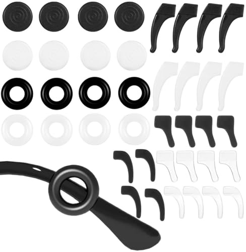 JYNXOR 20 paia di cuscinetti in morbido Silicone occhiali da vista antiscivolo Gancio ferma occhiali in silicone, Supporti Antiscivolo in Silicone per Occhiali da Vista e Sole - Copri Aste Gommini