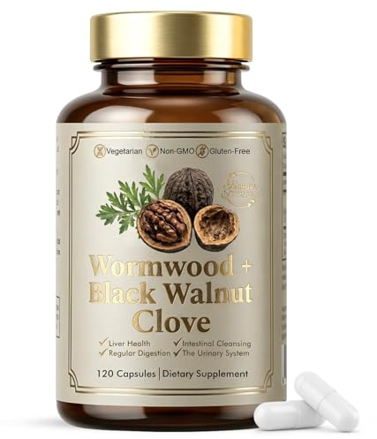 Wormwood Black Walnut Clove Cleanse for Humans Capsules - Natural Herbal Digestive Purify & Intestinal Support with Pumpkin Seed & Turmeric, 120 Vegan Capsules