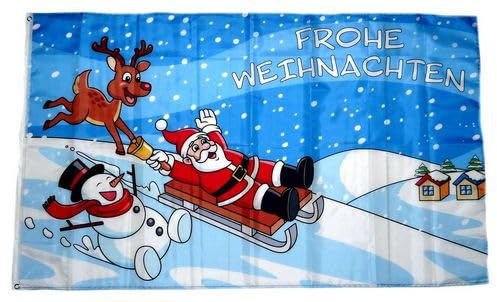 Fahne/Flagge Frohe Weihnachten Schlittenfahrt 90 x 150 cm