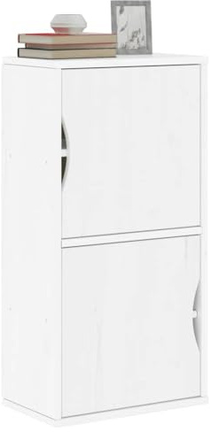 Runheo Sidoskåp ODDA vitt, 40 x 24 x 79 cm, furu i massivt trä, med 2 dörrar, för sovrum, vardagsrum, kontor, mångsidigt förvaringsutrymme, köksskåp