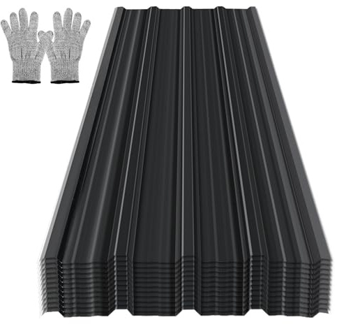 Monucep Chapa trapezoidal, 36 unidades, 129 x 46 cm, juego de chapa de techo de aprox. 21 m², acero galvanizado de 0,25 mm, para cobertizos, cobertizos, incluye guantes de protección contra cortes