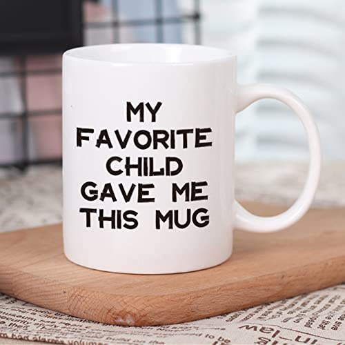 AMRIU Mum Dad Gifts, My Favorite Child gave me This Coffee Mug, Father's Day Mugs from Kids, Fathers Day Gift for Dad from Daughter, Son, Funny Gift for Dads Mum Who Have Everything