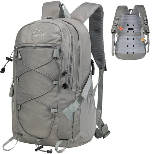 Outplea 18L Klein Wanderrucksack Damen Herren mit EVA Rückenbelüftung, Leichte Sportrucksack Atmungsaktiv, Tagesrucksack Sportlich für Camping Wandern, Grau